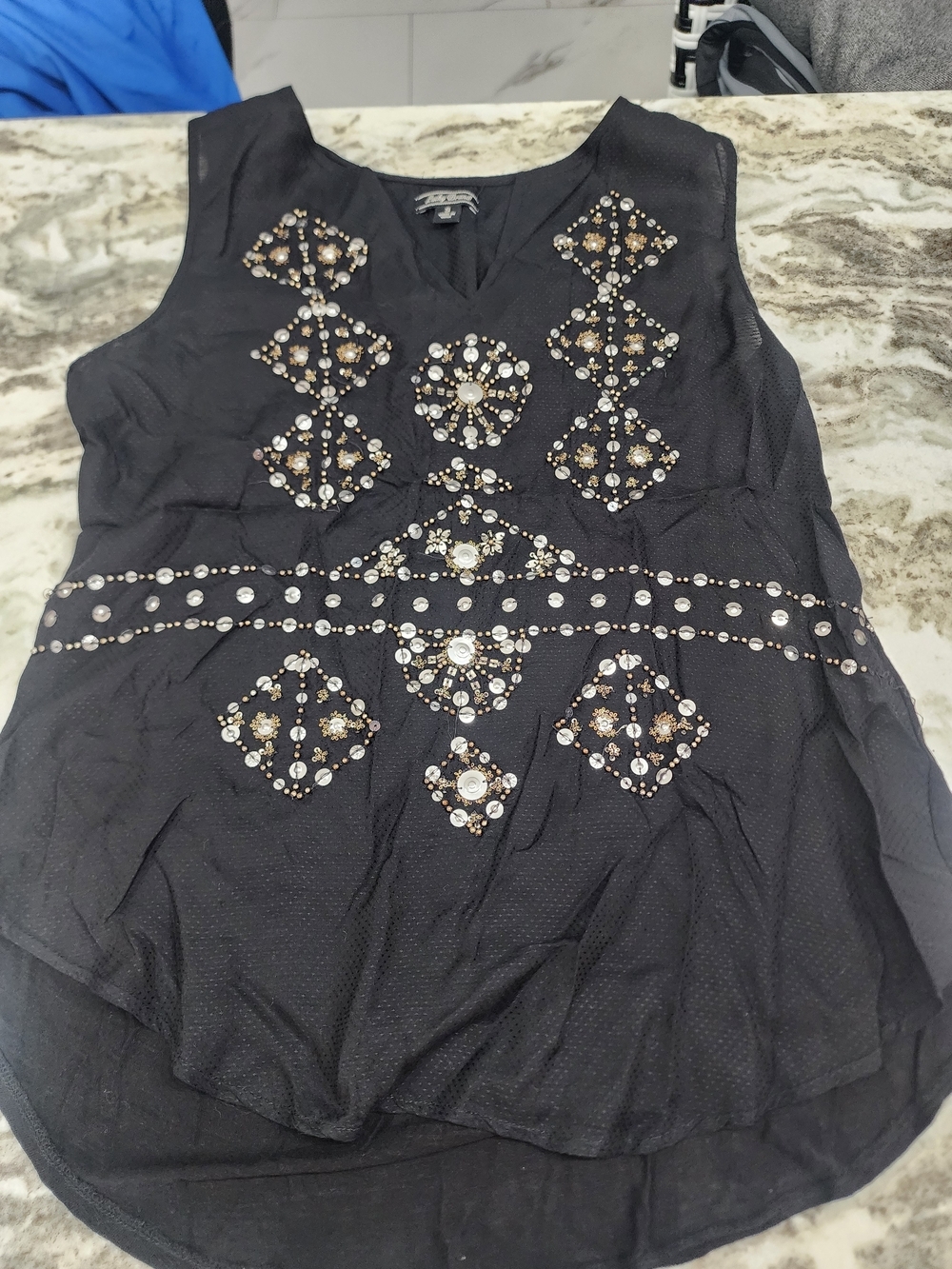 Lucky Brand Black Sleeveless Beaded Camisole